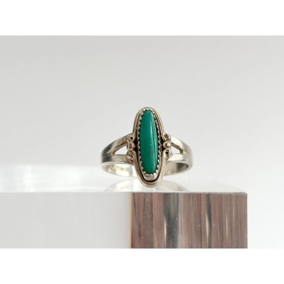 XL Turquoise Bell Trading Post Southwest Style Sterling Silver 925 Ring - sz 7 - Picture 2 of 10